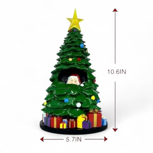 Christmas Tree Peek A Boo Santa Star LED Light 10.6" Table Center Ornament Decor - Picture 7 of 13